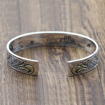 Native American Inspired Ivy Pattern Eagle Cuff Bracelet