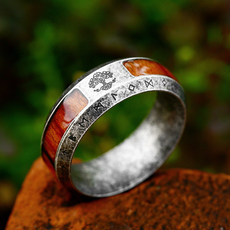 Viking Ring Seashell Band with Tree of Life Yggdrasil Ring Norse Mythology Jewelry