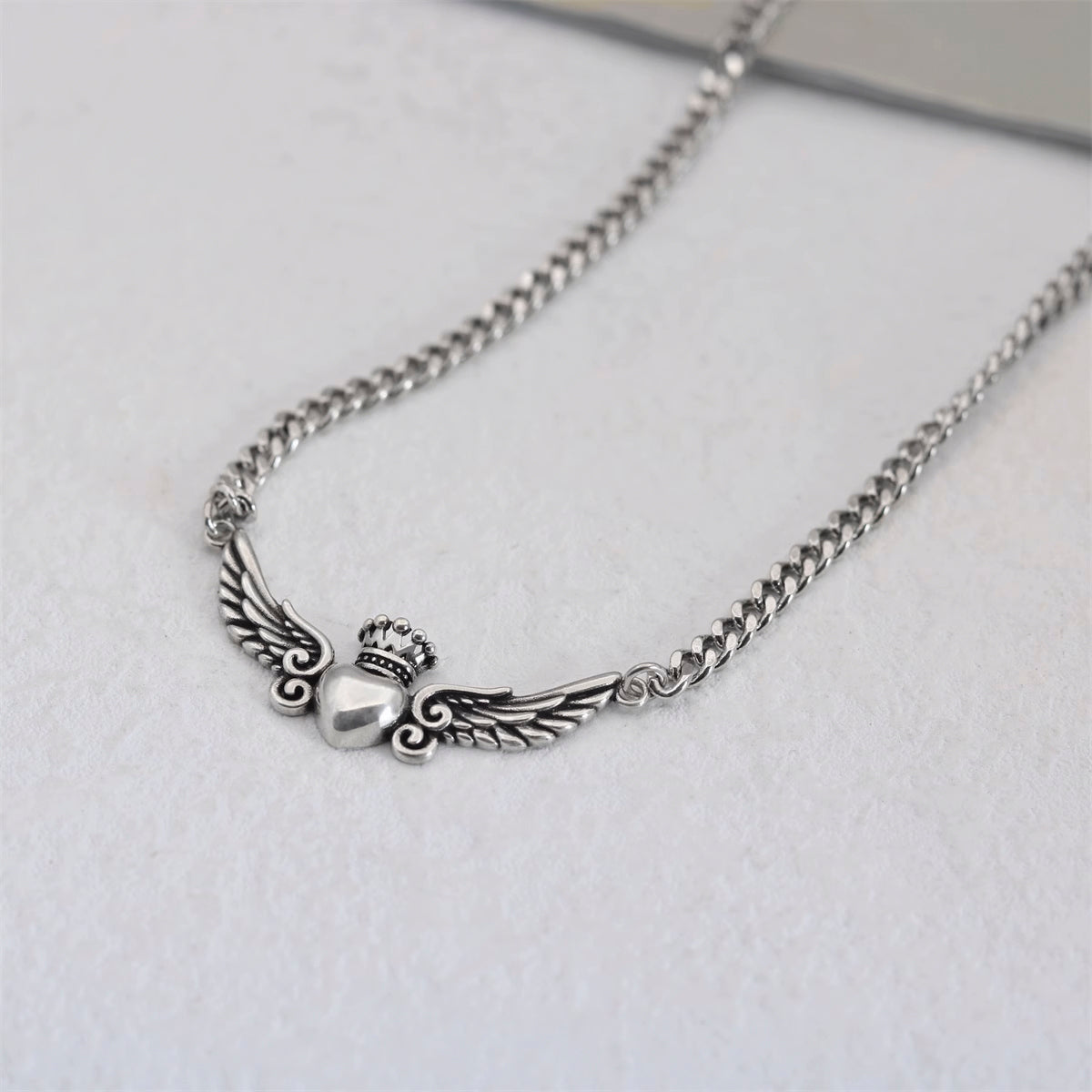Angel Wing Crown Heart Necklace