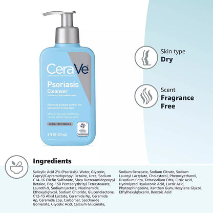 CeraVe Psoriasis 乾癬專用 沐浴露 洗面乳 x 極速修護精華乳(美國原廠)