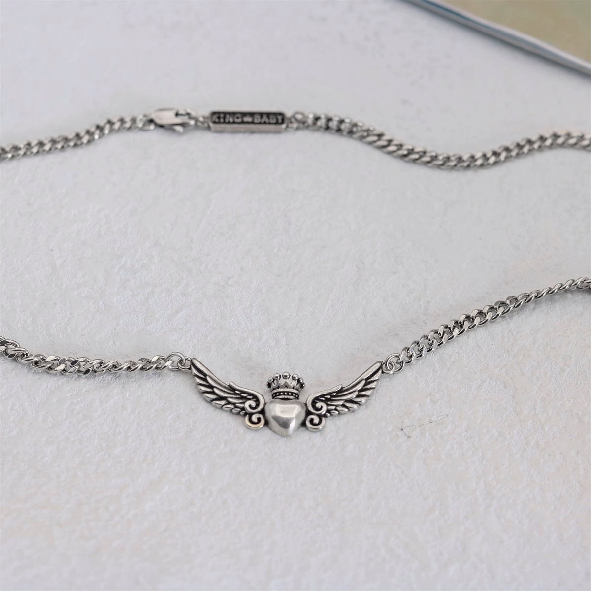 Angel Wing Crown Heart Necklace