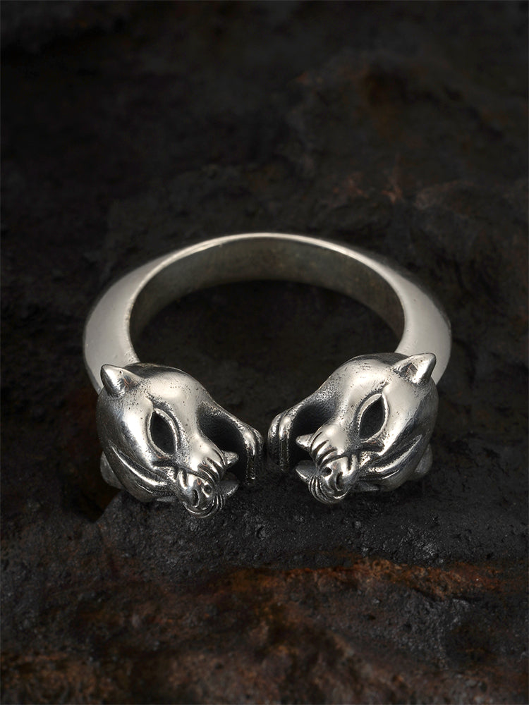 Bulldog, Lion, Panther, Skull Triangle Wire Bangle Ring
