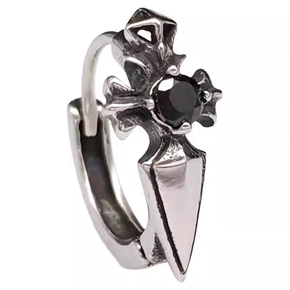 Gothic Cross Huggie Earrings | Stainless Steel