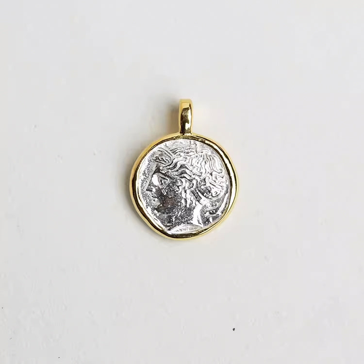 Ancient Greek Coin Pendant, Arethusa Decadrachm Greek Mythology Jewelry
