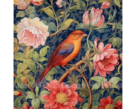 Floral Bird Digital Art Download