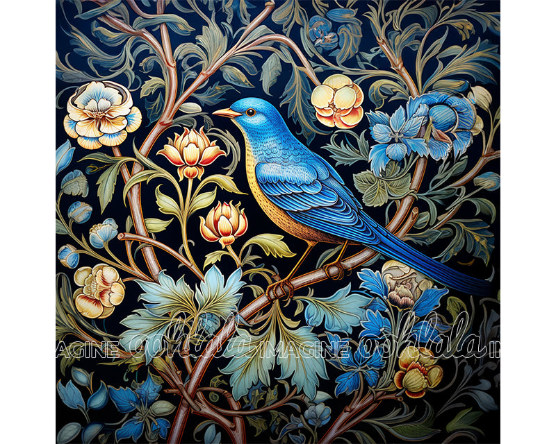 Blue Bird in Forest Digital Art Download