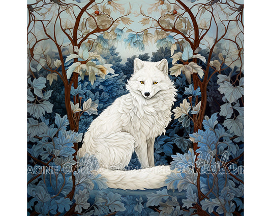 Snow Fox in Forest Digital Art Download
