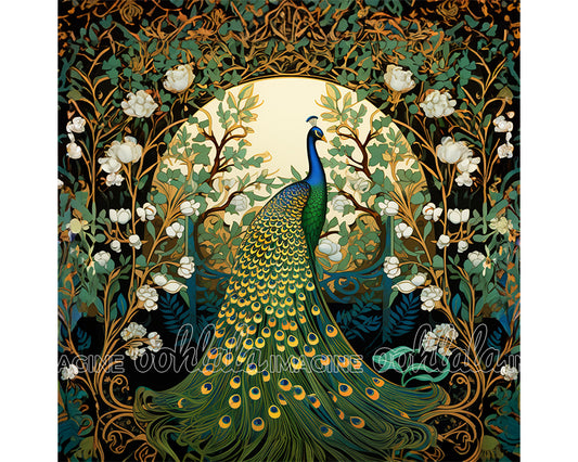 Peacock in Garden Digital Art Download