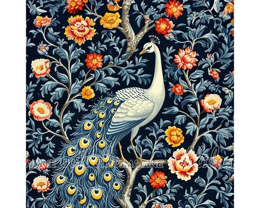 Peacock Floral Digital Art Download