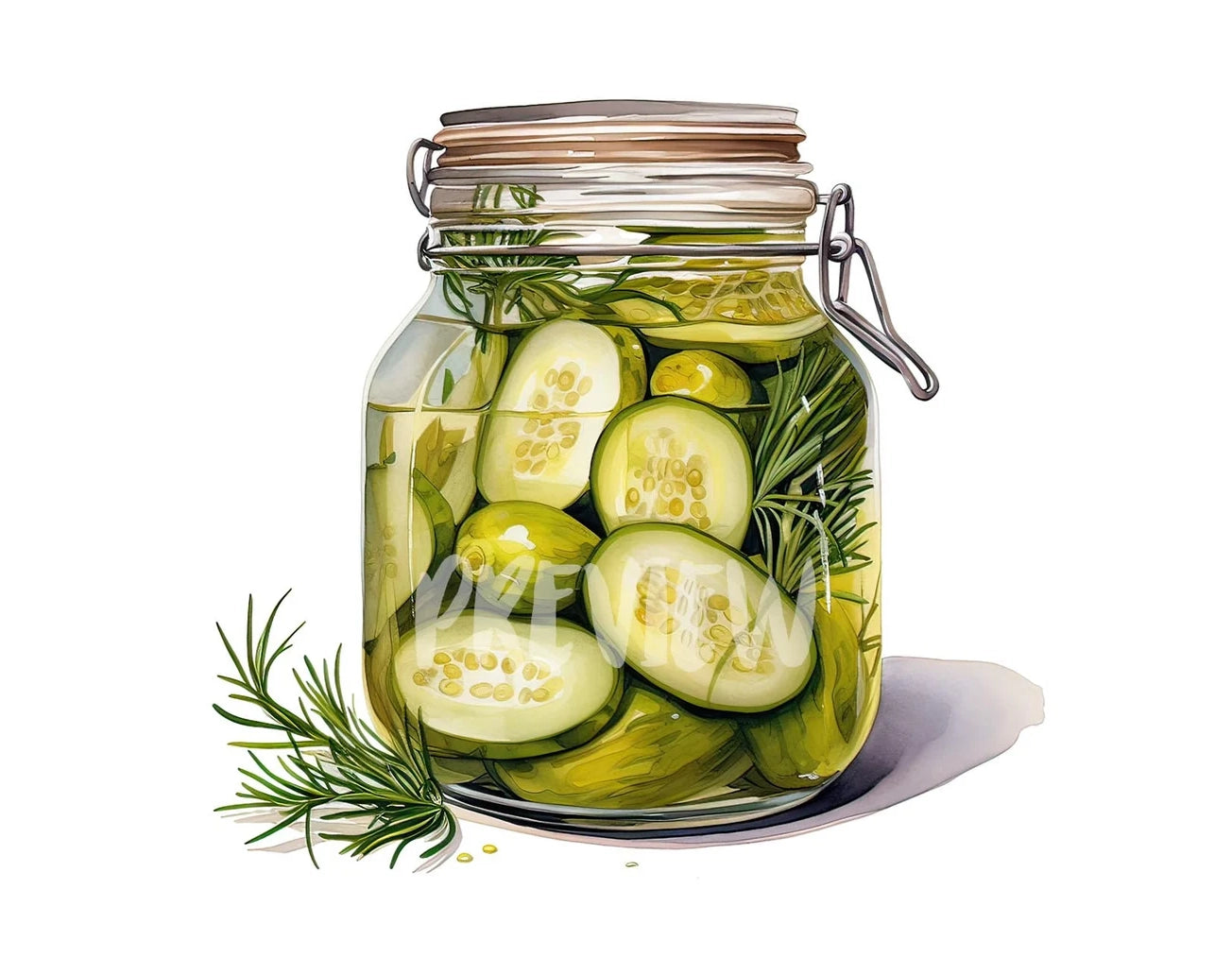 Watercolor Pickled Pickles Clipart
