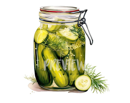 Watercolor Pickled Pickles Clipart