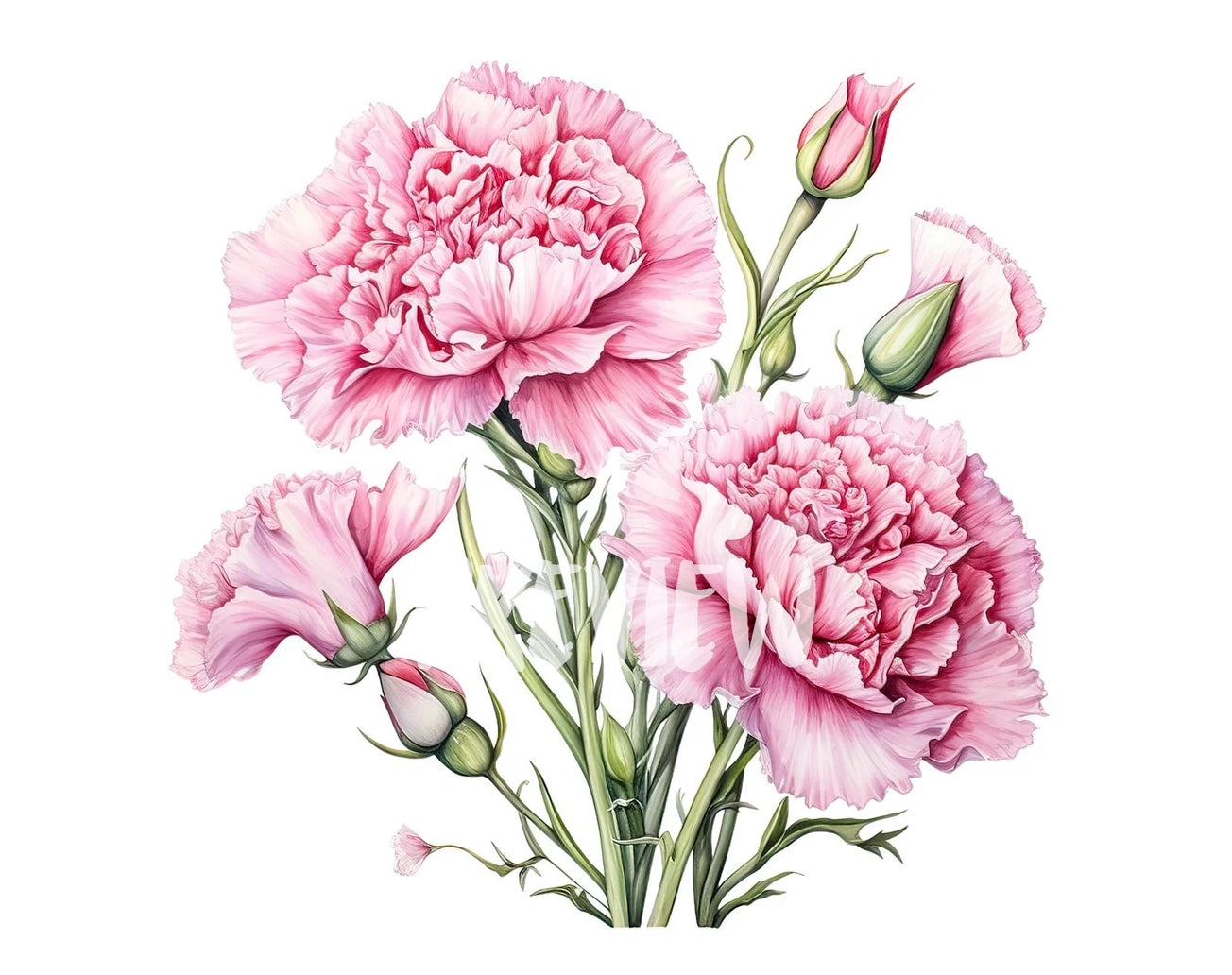 Watercolor Pink Carnation Clipart - Birth Flower January – XY ELEMENT