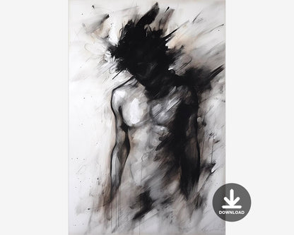 Charcoal Painting, Gay art, Male painting, Male Wall Art | Digital Download