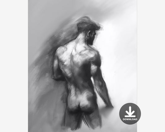 Charcoal Painting, Male Wall Art  | Digital Download