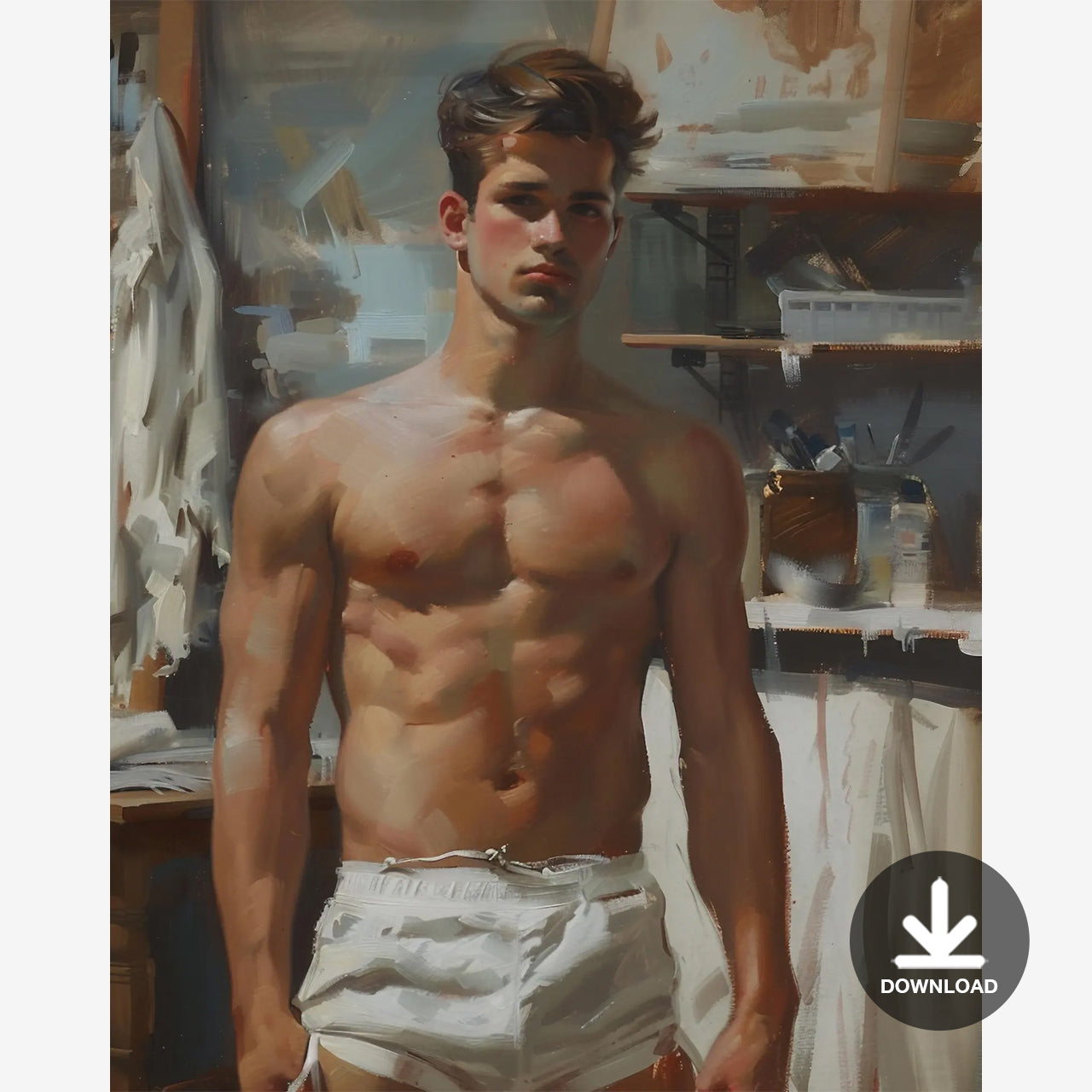 Impressionistic Painting Male in an Art Studio (4) | Digital Download