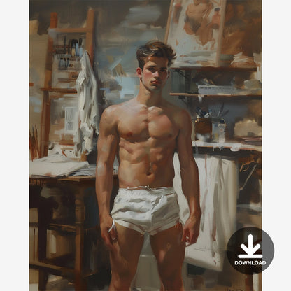 Impressionistic Painting Male in an Art Studio (4) | Digital Download