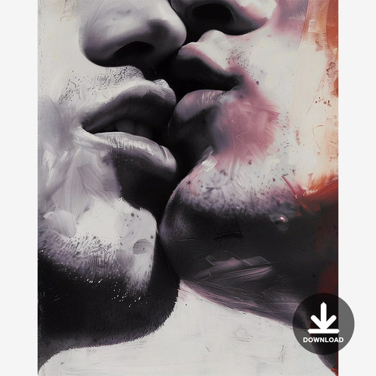 Kiss Abstract Painting, Men in Love, Gay Art | Digital Download