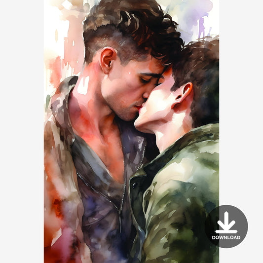 Gay Romance Watercolor Painting | Digital Download