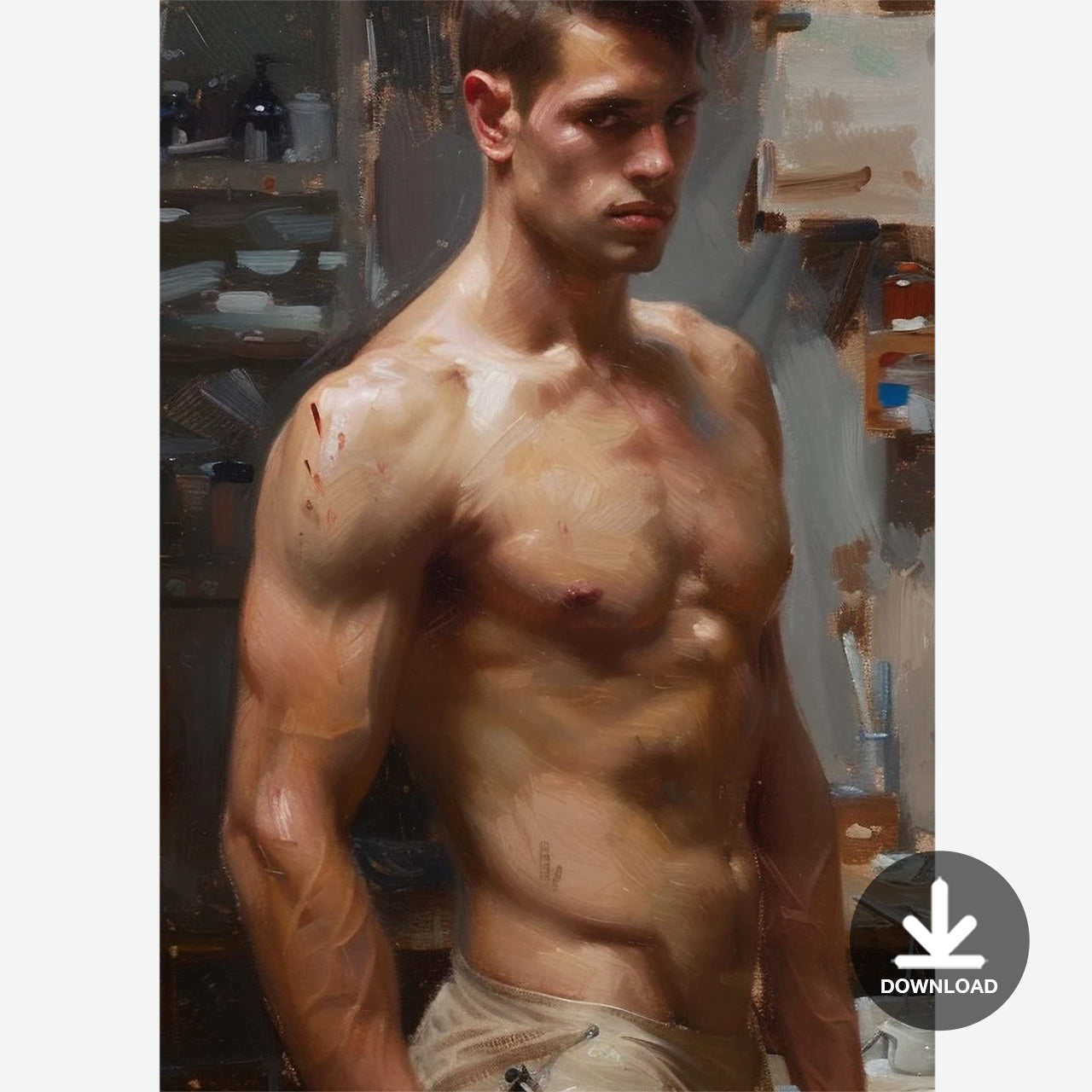 Impressionistic Painting of a Male in an Art Studio (1) | Digital Download