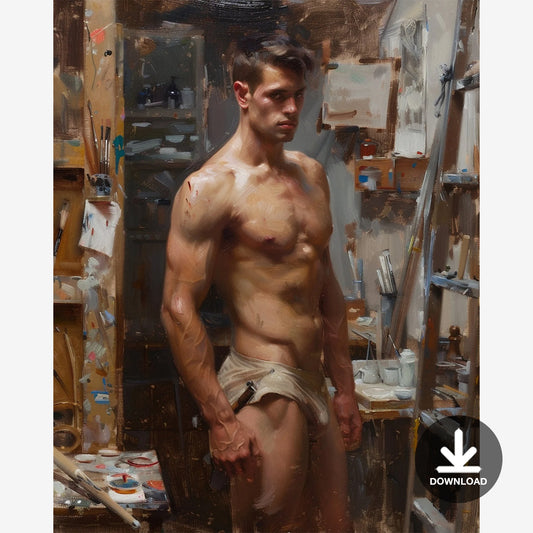 Impressionistic Painting of a Male in an Art Studio (1) | Digital Download