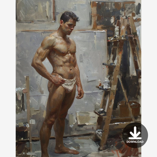 Impressionistic Painting Male in an Art Studio (2) | Digital Download