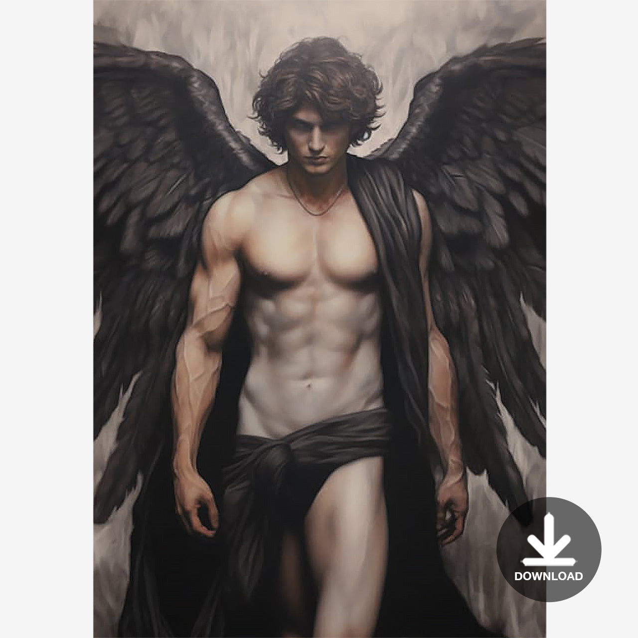 Digital Painting of a Male Angel, Male Portrait | Digital Download