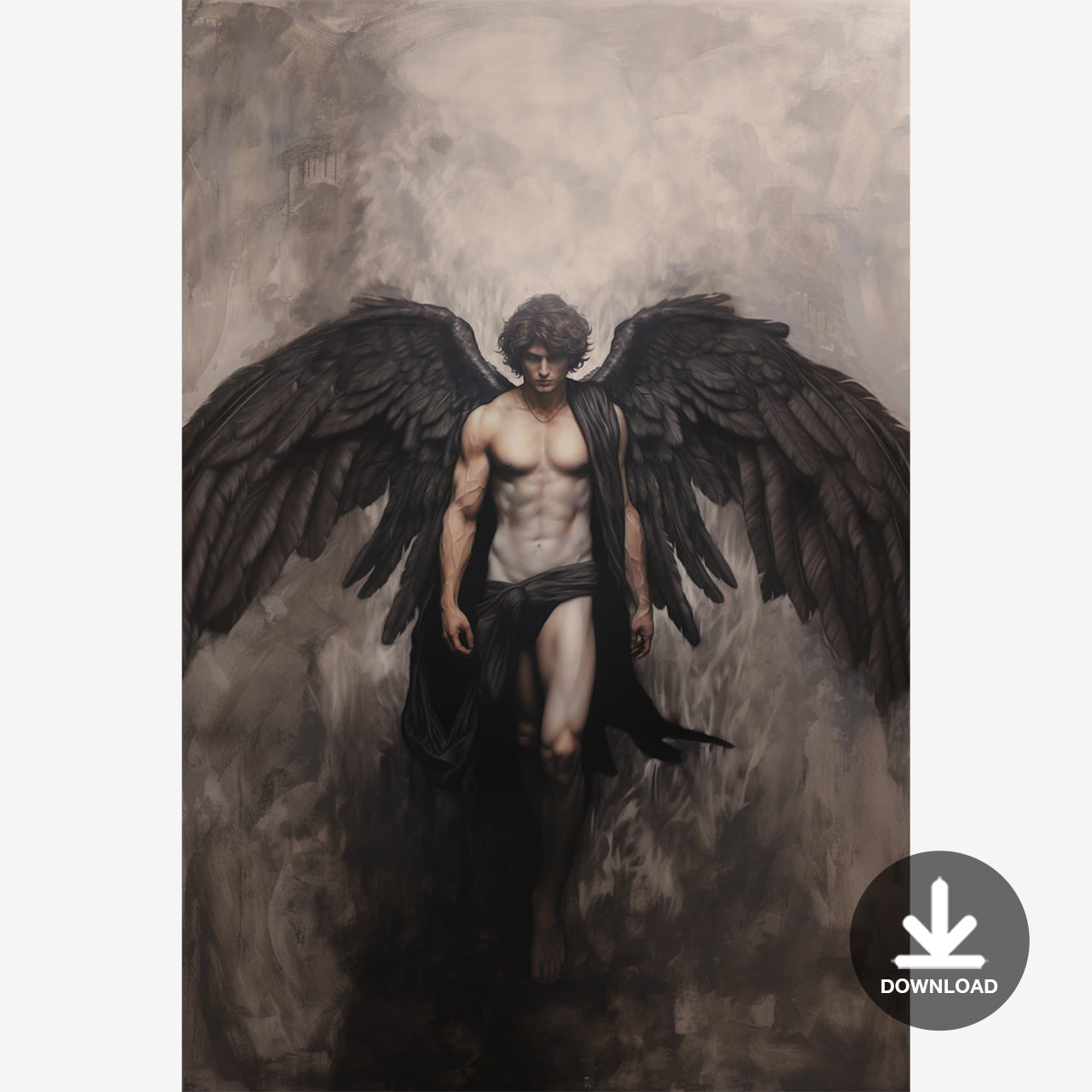 Digital Painting of a Male Angel, Male Portrait | Digital Download