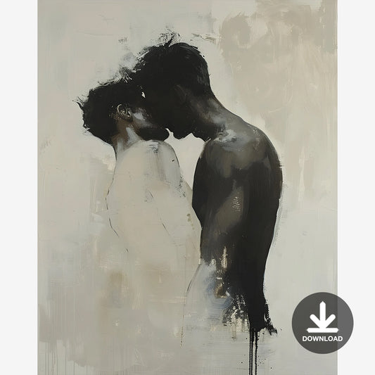 Kiss Abstract Painting, Men in Love, Gay Art | Digital Download