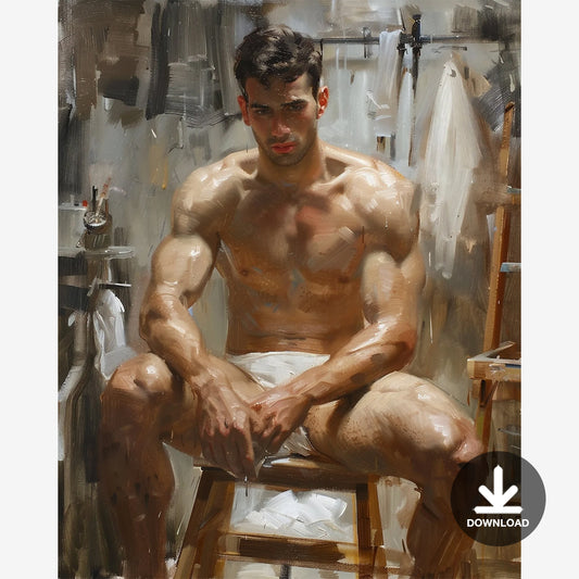 Impressionistic Painting Male in an Art Studio (3) | Digital Download