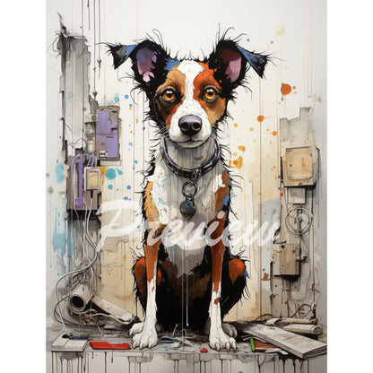 Artistic Puppy Illustration 4K JPG X10 Neo-Expressionism Dog Art Download