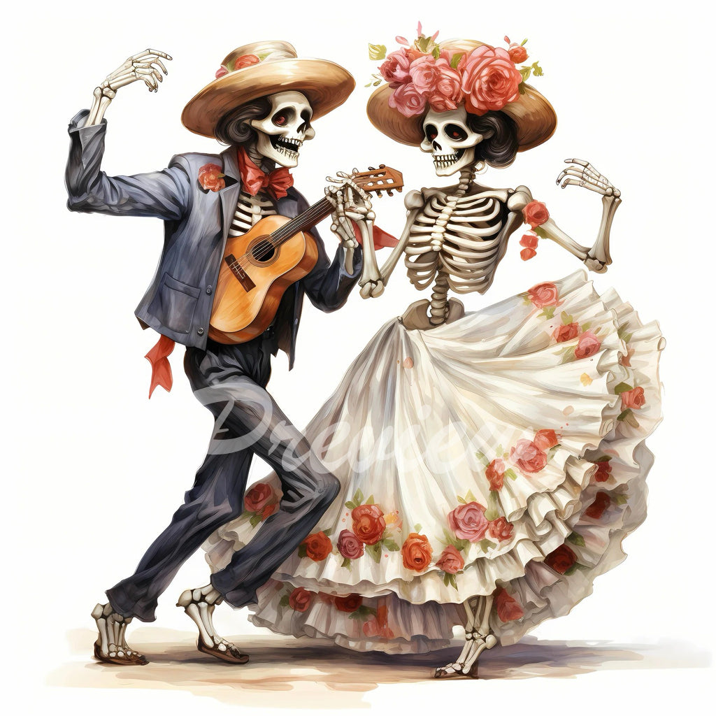 Spooky Groom and Bride Watercolor Digital Download