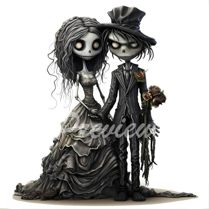 Spooky Scarecrow Bride and Groom Sketches Download