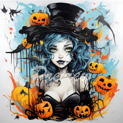 Cute Witch Watercolor Halloween Clipart Download