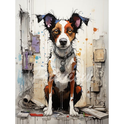 Artistic Puppy Illustration 4K JPG X10 Neo-Expressionism Dog Art Download