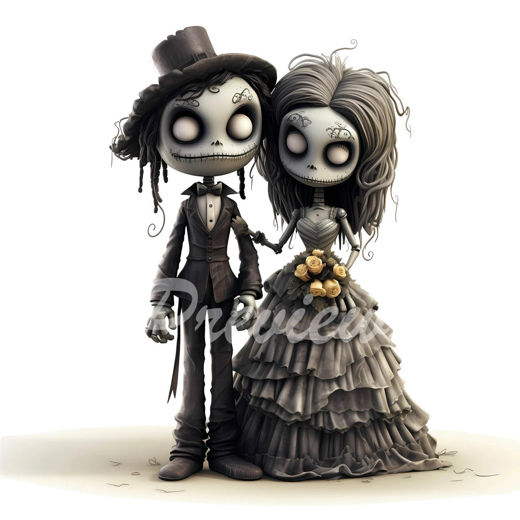 Spooky Scarecrow Bride and Groom Sketches Download