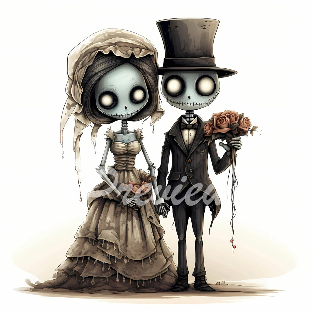 Spooky Scarecrow Bride and Groom Sketches Download