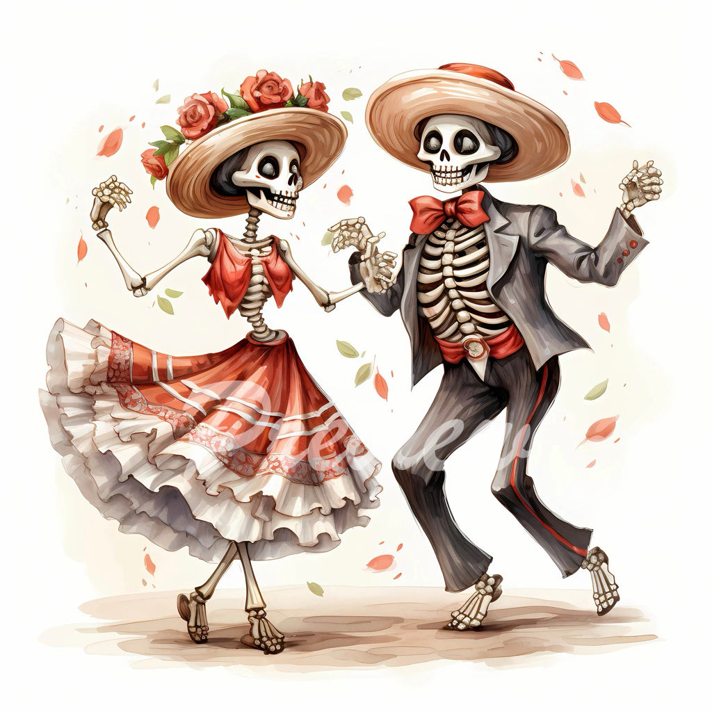 Spooky Groom and Bride Watercolor Digital Download