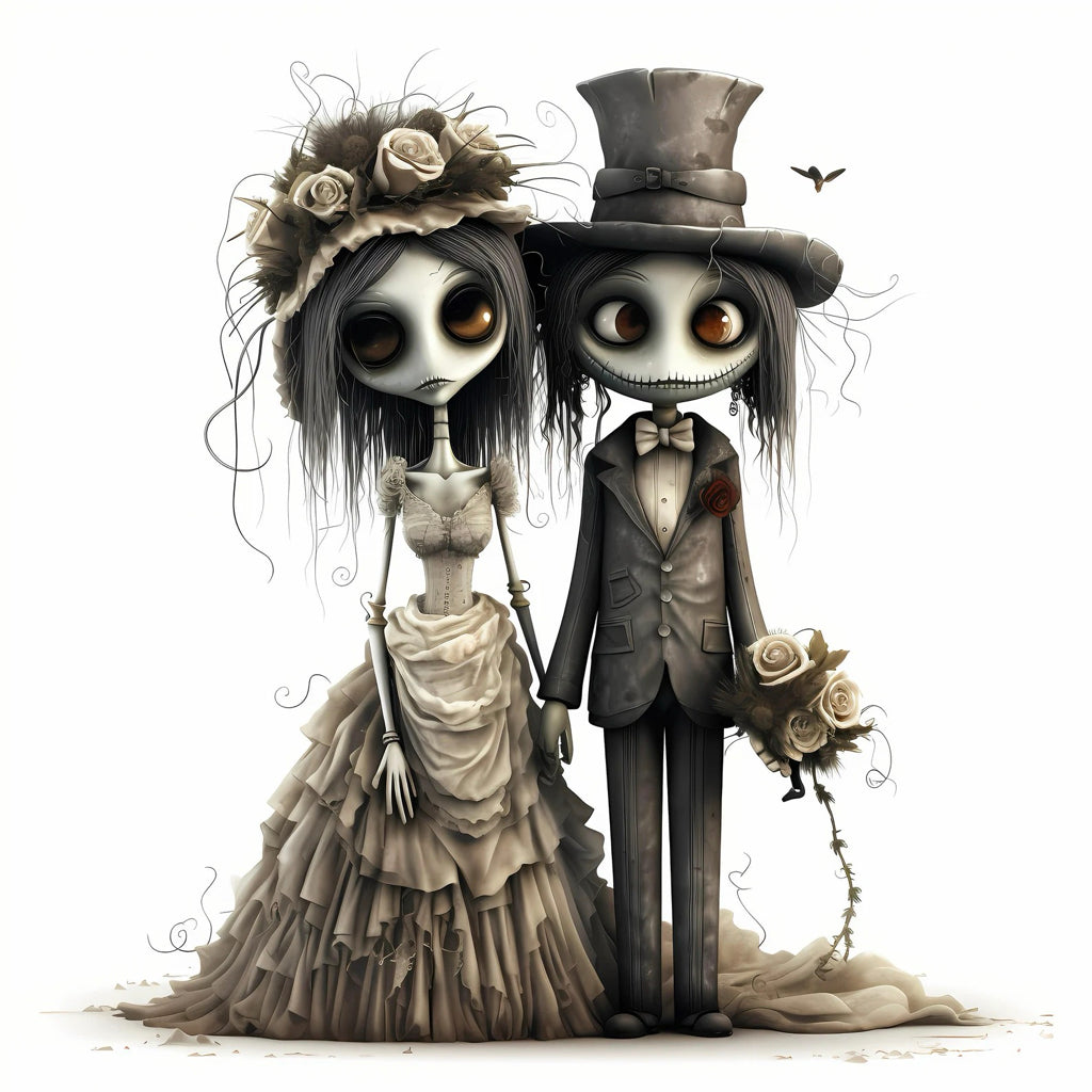 Spooky Scarecrow Bride and Groom Sketches Download