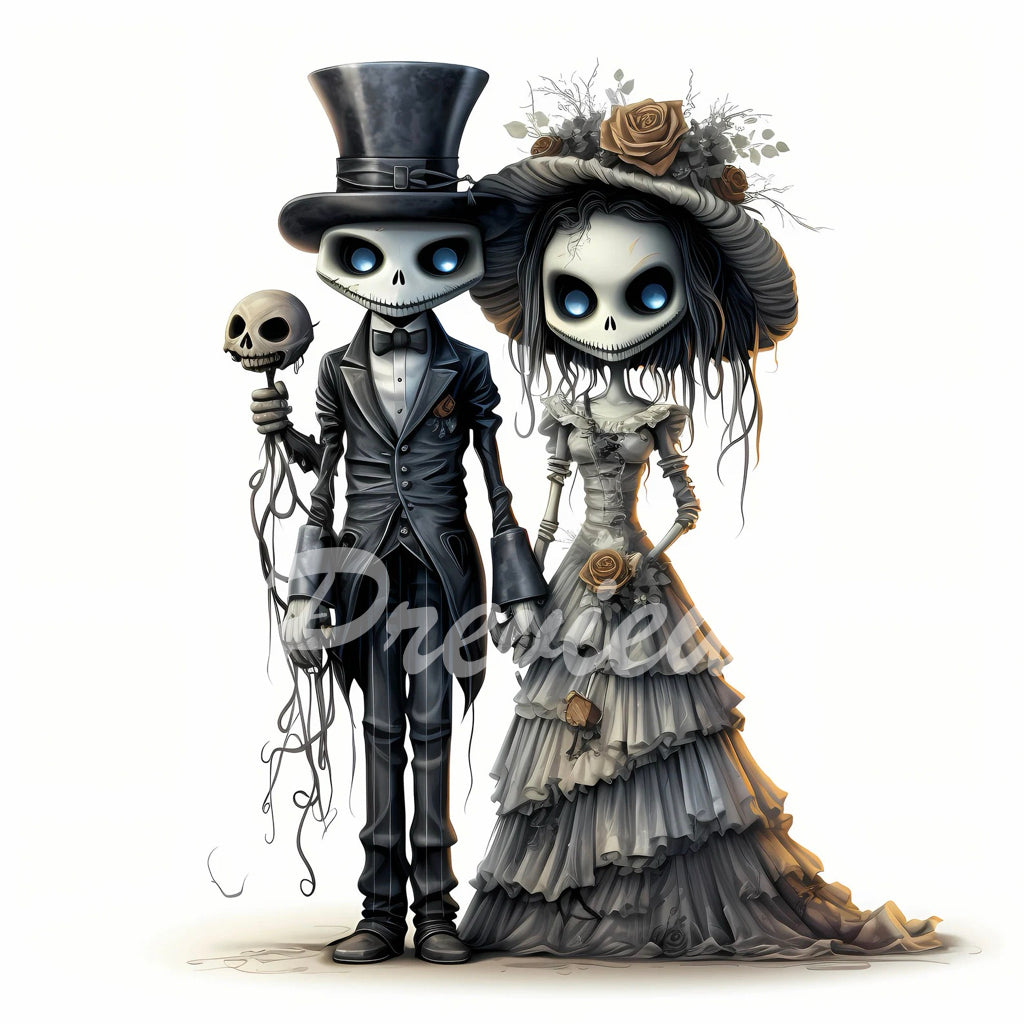 Spooky Scarecrow Bride and Groom Sketches Download