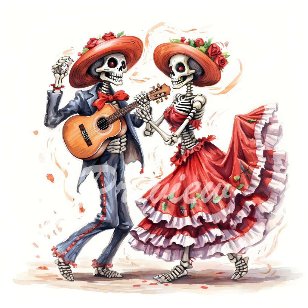 Spooky Groom and Bride Watercolor Digital Download