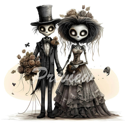 Spooky Scarecrow Bride and Groom Sketches Download