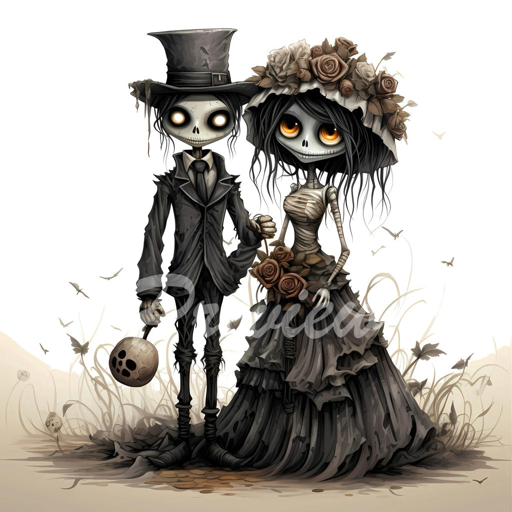 Spooky Scarecrow Bride and Groom Sketches Download