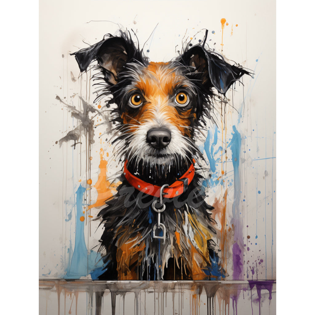 Artistic Puppy Illustration 4K JPG X10 Neo-Expressionism Dog Art Download