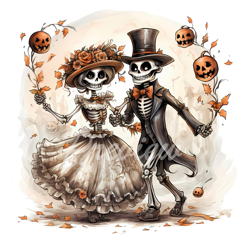 Spooky Groom and Bride Watercolor Digital Download