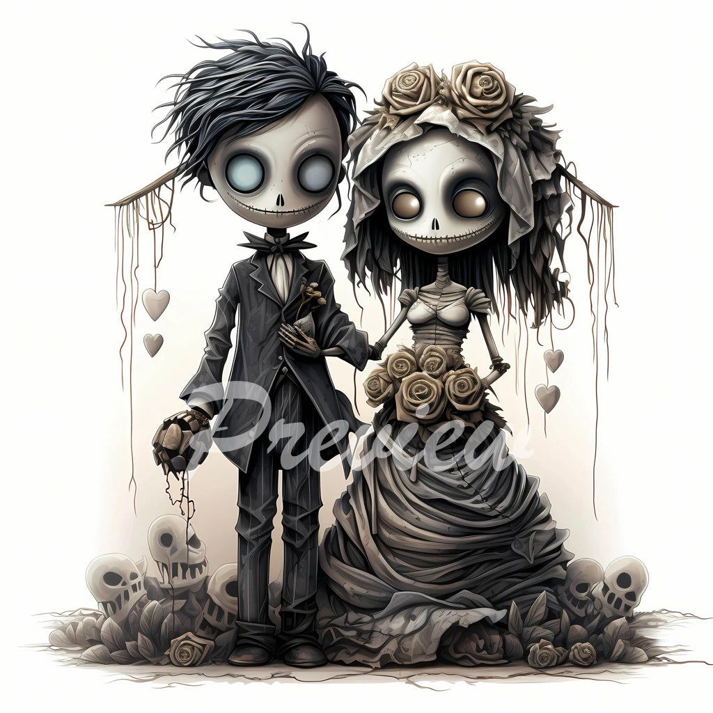 Spooky Scarecrow Bride and Groom Sketches Download