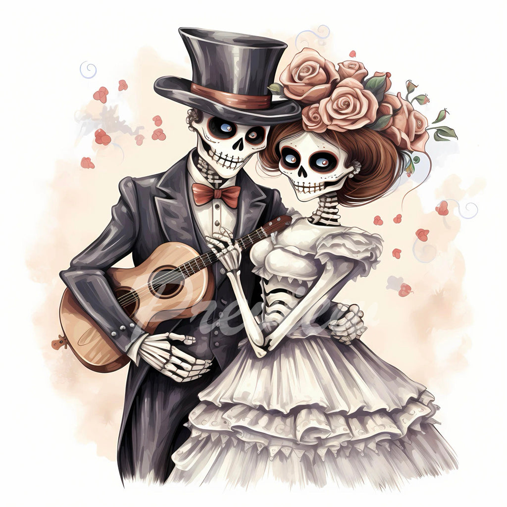 Spooky Groom and Bride Watercolor Digital Download