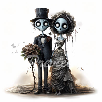 Spooky Scarecrow Bride and Groom Sketches Download