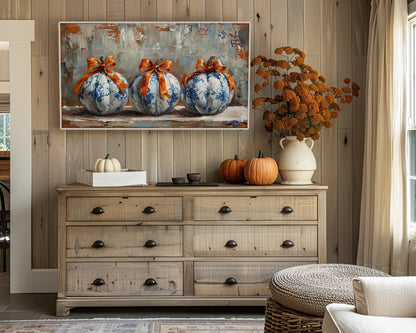 Chinoiserie Pumpkins Vintage Painting Frame TV Art, Wallpaper