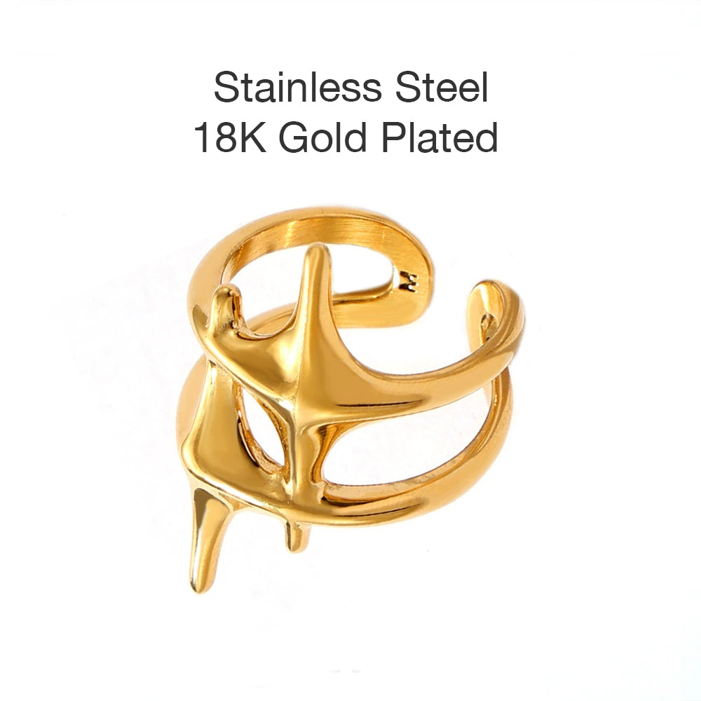 Double Astral Ring 316L Stainless Steel and 18K Gold Plated