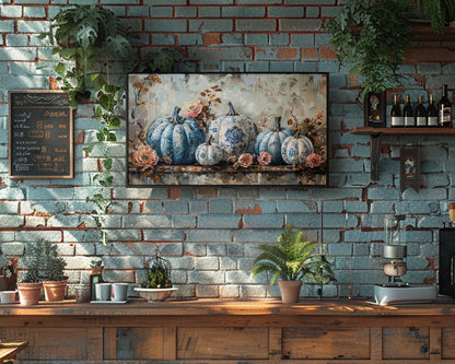 Chinoiserie Pumpkins Floral Vintage Painting Frame TV Art, Wallpaper